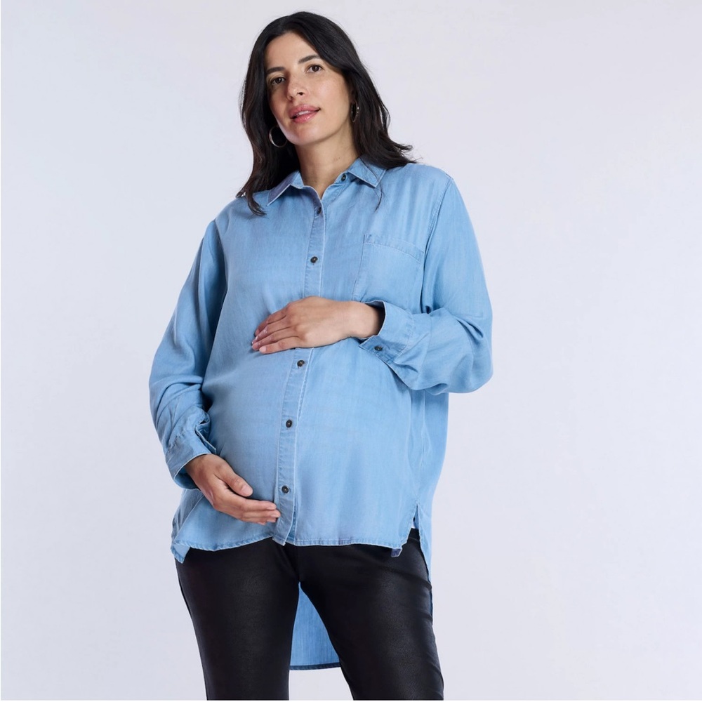 *NWT* MOTHERHOOD Maternity Chambray long sleeve shirt size Small